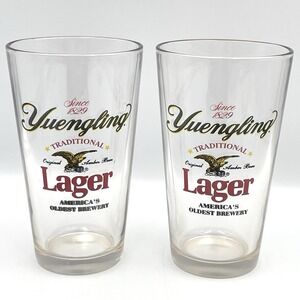 Yuengling Traditional Lager Pint Glasses Set of 2 Beer Barware 6"